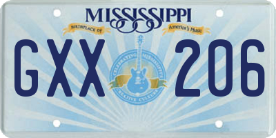 MS license plate GXX206