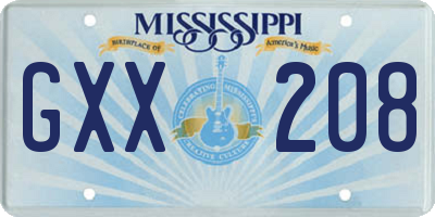 MS license plate GXX208