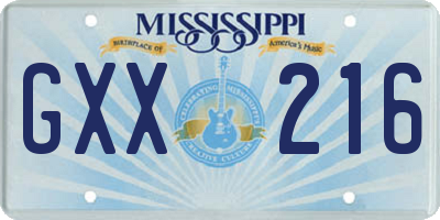 MS license plate GXX216