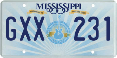 MS license plate GXX231