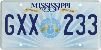 MS license plate GXX233