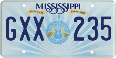 MS license plate GXX235