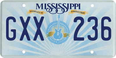 MS license plate GXX236