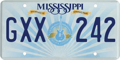 MS license plate GXX242
