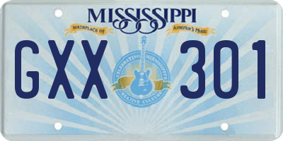 MS license plate GXX301