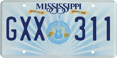 MS license plate GXX311