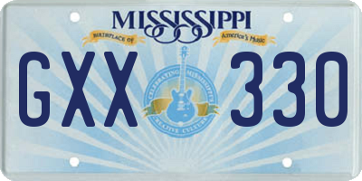 MS license plate GXX330