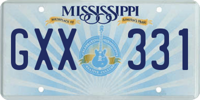 MS license plate GXX331