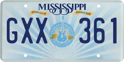 MS license plate GXX361