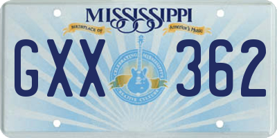 MS license plate GXX362