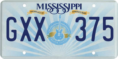 MS license plate GXX375