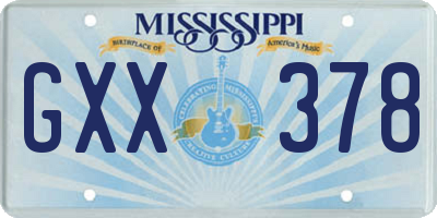 MS license plate GXX378