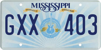 MS license plate GXX403