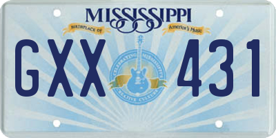 MS license plate GXX431