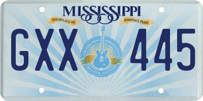 MS license plate GXX445