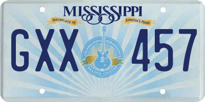 MS license plate GXX457