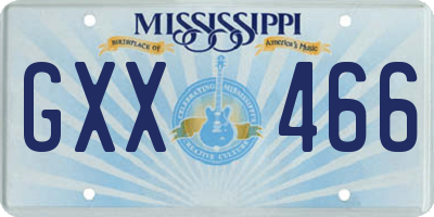 MS license plate GXX466