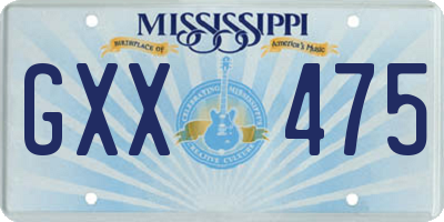 MS license plate GXX475