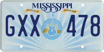 MS license plate GXX478