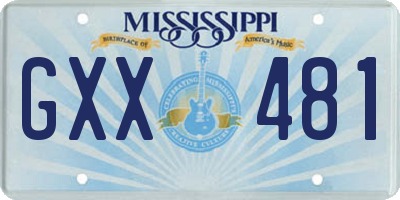 MS license plate GXX481