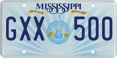 MS license plate GXX500