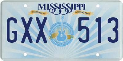 MS license plate GXX513