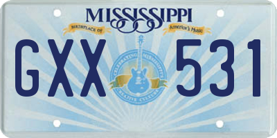 MS license plate GXX531