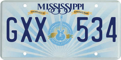 MS license plate GXX534