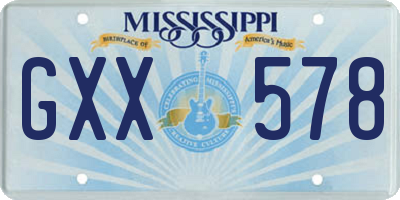 MS license plate GXX578