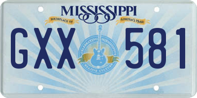MS license plate GXX581