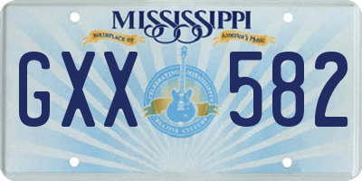 MS license plate GXX582