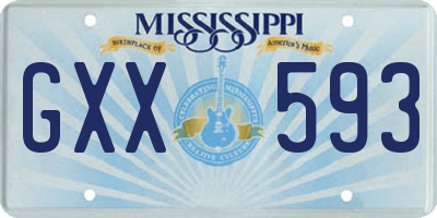 MS license plate GXX593