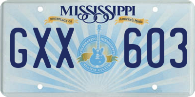 MS license plate GXX603