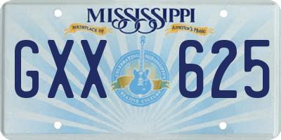 MS license plate GXX625