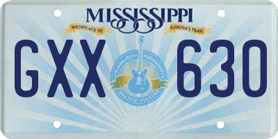 MS license plate GXX630