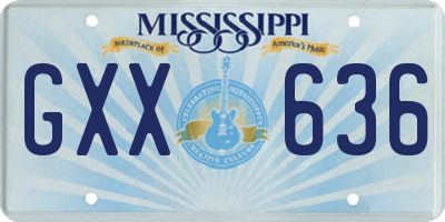 MS license plate GXX636