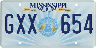 MS license plate GXX654
