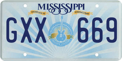 MS license plate GXX669