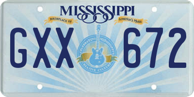 MS license plate GXX672