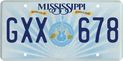 MS license plate GXX678
