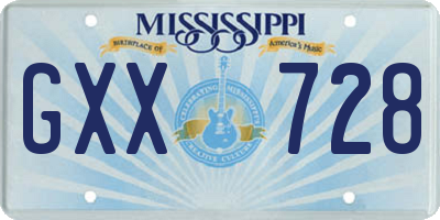 MS license plate GXX728