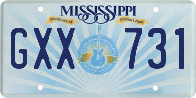 MS license plate GXX731