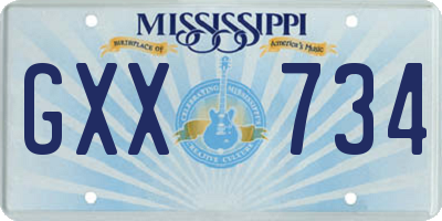 MS license plate GXX734