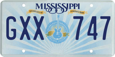 MS license plate GXX747