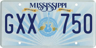 MS license plate GXX750
