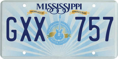 MS license plate GXX757