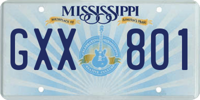 MS license plate GXX801