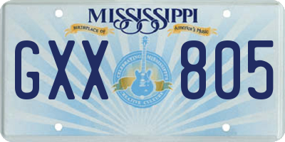 MS license plate GXX805