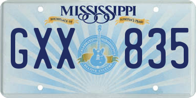MS license plate GXX835