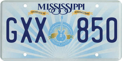 MS license plate GXX850
